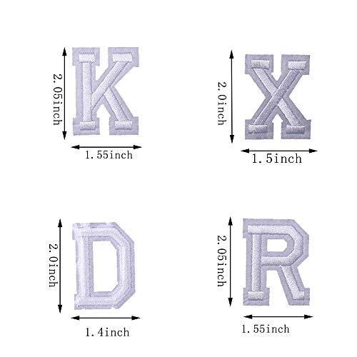 J.CARP 104Pcs White Alphabet A to Z Patches, Iron on Sew on Letters for Clothing, Hats, Shoes, Backpacks, Handbags, Jeans, Jackets etc. - color: 104pcs, White