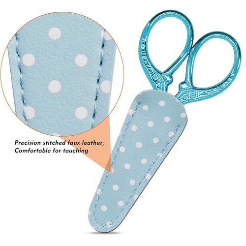 Embroidery Scissors 3.6 inch Crafting Scissors with Leather Cover - color: Light Blue