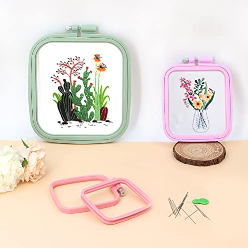 ZOCONE 3Pcs 3 Size Square Embroidery Hoops, ABS Plastic Embroidery Hoops Cross Stitch Hoops Embroidery Frames for Sewing, Needlework, Embroidery Projects (Size-3", 4.3", 6.5") - style: 3Pcs Size-3", 4.3", 6.5"