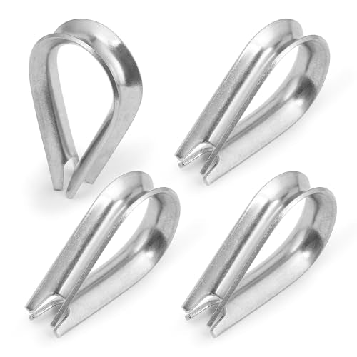M3 Wire Rope Thimble, 304 Stainless Steel Thimble for 3/32-1/8 Inch Diameter Wire Rope, 4 Pieces - size: M3