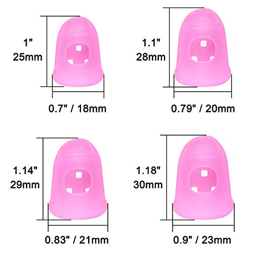 Wisdompro 16 Pcs Finger Tips, Thimble Fingertip Grips - Pink, Translucent - color: Pink & Translucent