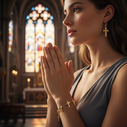 200PCS Cross Beads for Bracelets Cross Charms for Jewelry Making Gold Beads Charms Christian Crafts Small Crosses for Crafts Crosses for Jewelry Making(Alloy Gold) - color: Alloy-Gold