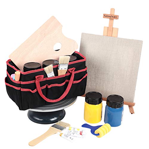 JJRING 600D Nylon Craft & Art Organizer Tote Bag With Pockets, Red