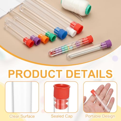 PATIKIL 3" Length Plastic Sewing Needle Storage Holder, 16 Pcs Portable Embroidery Needle Clear Pin Toothpick Storage Tubes Case for Craft Knitting, Red - color: Red, size: 3"