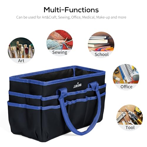 JJRING 600D Nylon Craft & Art Organizer Tote Bag With Pockets, Blue - color: Blue, size: Small