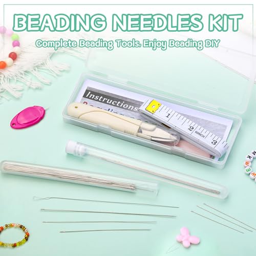 GarfxG 80 PCS Bead Needle Set, Straight Seed Big Eye Twisted Beading Needle - style: Set B