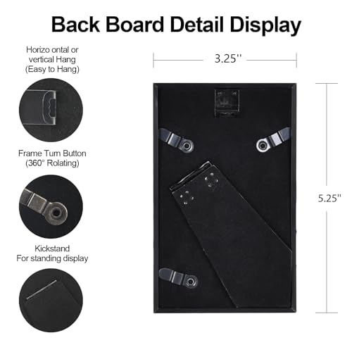 BKABOT 3x5 Black Aluminum Photo frames 3 Pack HD Glass Mat 2x3 Wall Table - color: Black, size: 3x5