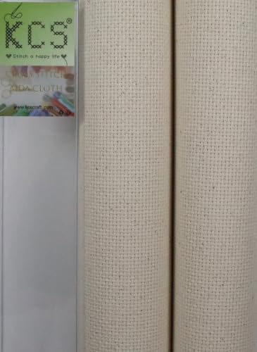 KCS 2 pc of 15" x 18"(38cmx45cm) Counted Cross Stitch Cotton Aida Cloth Needlework Fabric Box (Oatmeal, 14CT) - color: Oatmeal, size: 14CT