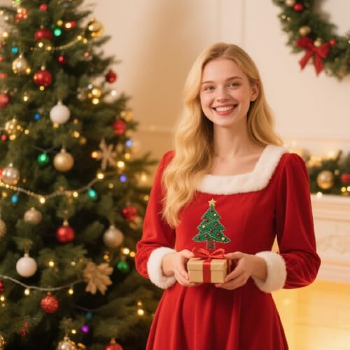 GLOBLELAND 4 Sheets Christmas Tree Water Soluble Embroidery Pattern - color: Christmas Tree Gift