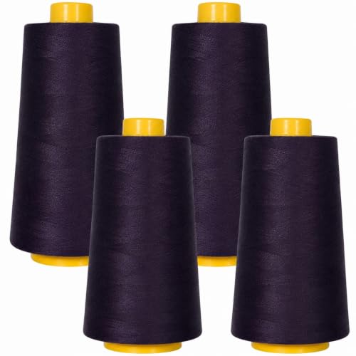 Superpunch SuperSew Thread, 4 Cones of 3000 m, Pack of 4, BlackBerry 599 - color: Blackberry 599