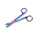 Cynamed Suture Stitch Scissors with Multicolor/Rainbow Titanium Coating - Premium Quality Instrument- Delicate Hook - Perfect for Suture Removal, First Aid, EMS Training and More (4.5 in. - Straight) - style: Straight Hook