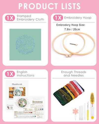 TINDTOP Embroidery Kit for Beginners Adult, Rabbit Embroidery Kit - color: Rabbit