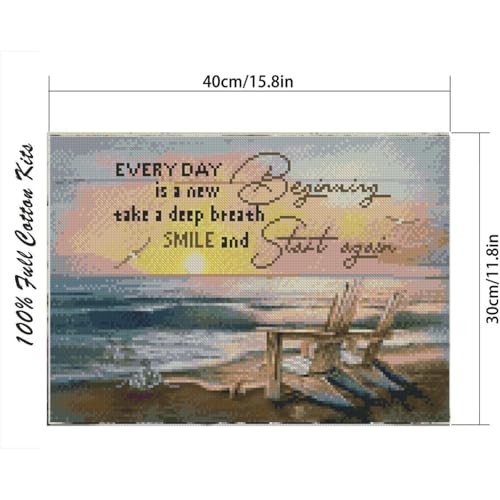 niurenmaoyi Beach Sunset Stamped Cross Stitch Kits for Beginners,Counted Embroidery Craft Kits for Adults,Needlepoint Kits for Adults,Wall Art 15.8X11.8In - color: Cross Stitch Kits0429-04