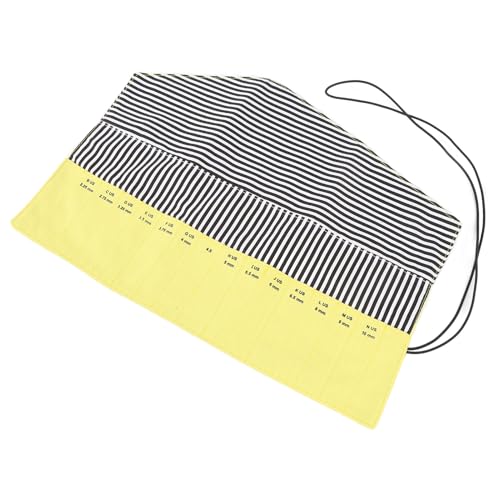 Lightweight Crochet Hook Storage Bag, Roll Up Knitting Needles Case for Crafting Enthusiasts Markings Made from Oxford Cloth Portable Crochet Organizer for Home Travel (Yellow)