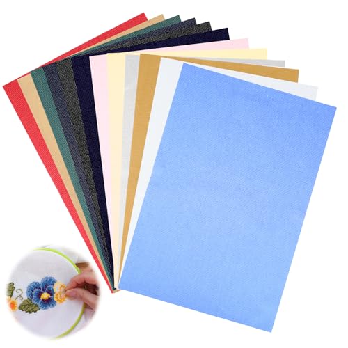 12 Pcs 12 x 18 Inch 14 Count Aida Cloth Cross Stitch Fabric, Pre-Cut Cotton Embroidery Fabric Cloth for DIY Handmade Needlework Art Craft