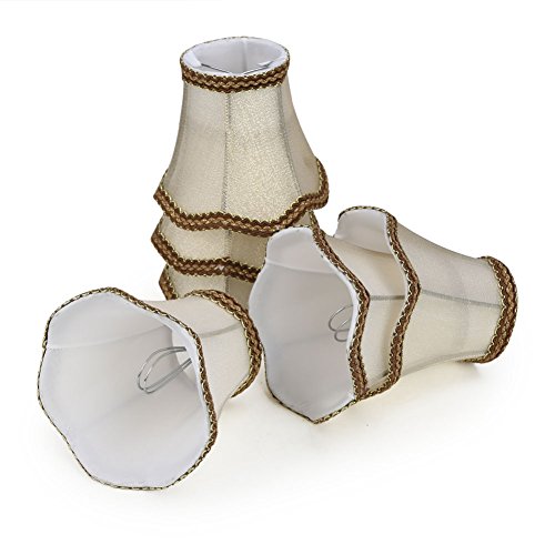 Fuloon Clip on Chandelier Lamp Shades, 3.14x5.51x4.72 in, Small Sconce Shades for Candelabra Bulbs, European/French Country Style(6 Pack, Golden) - color: Golden, size: 6 Pack