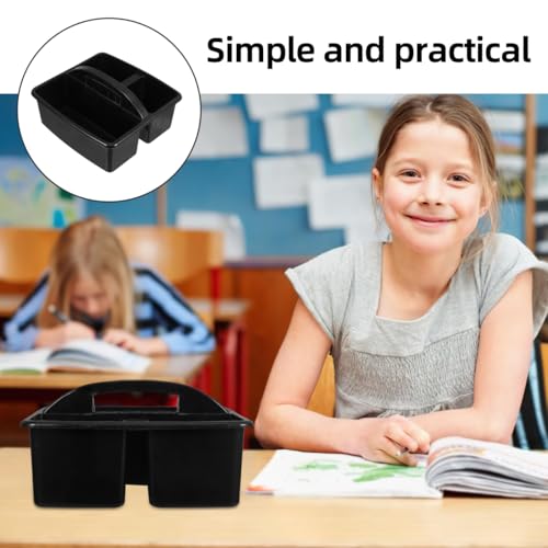 NUOBESTY Classroom Storage Caddy with Handle Portable 3 Compartment Art Supplies Caddy Plastic Organizer with Handle for Teacher Supply Storage Kids Craft Organizer Office and Home Use