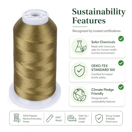 Simthread Embroidery Machine Thread 5000M 40WT Polyester, Dark Ivy S044 - color: DarkIvyS044