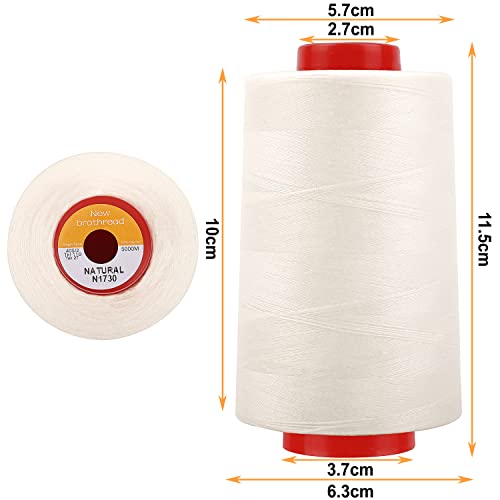 New brothread 4 Large Cones All Purpose Polyester Thread -Natural - color: 4xNatural