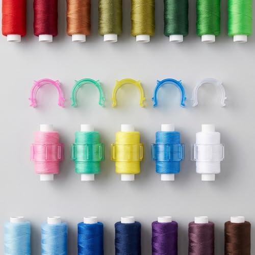 100 Pcs Sewing Bobbin Clips, Colorful Plastic Bobbin Holder Clamps Thread Clips Spool Organizers, Prevent Unwinding Thread Tails for DIY Craft Embroidery Sewing Machine Accessories