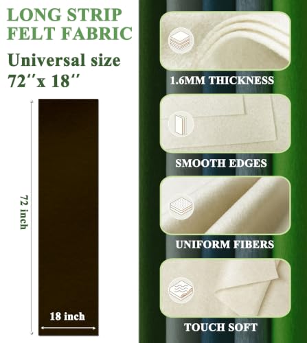 Chocolate Brown Felt Fabric 72" X 18" 1.6mm Thick Soft Rectangle Felt Sheet - color: Chocolate Brown, size: 72" X 18"(Half Yard)