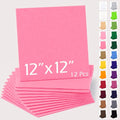 12" x 12" Felt Sheets for Crafts, 2mm Stiff Felt Fabric (12 Pcs), Pink - color: Pink