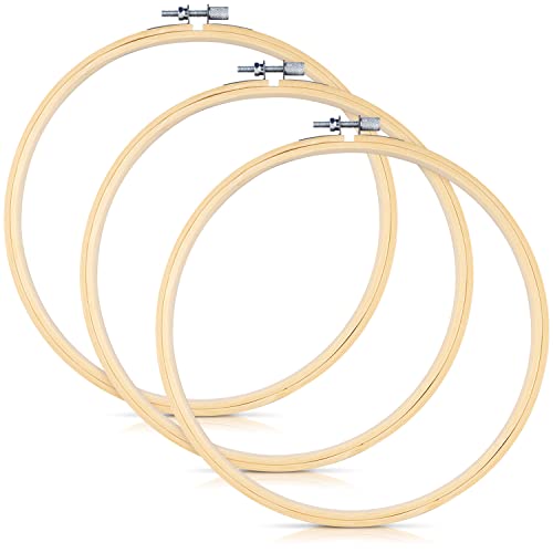 3 Pieces Embroidery Hoops, 12 inch Bamboo Frame Circle Cross Stitch Hoop Ring Embroidery Hoops Set for Embroidery and Cross Stitch - size: 12IN, 3 PCS