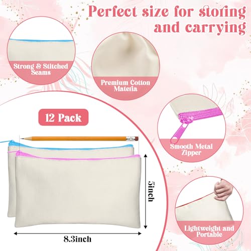 Legigo Blank Canvas Bags Zipper Pouch Makeup Bags Pencil Pouch Bulk - color: Beige (color zipper)