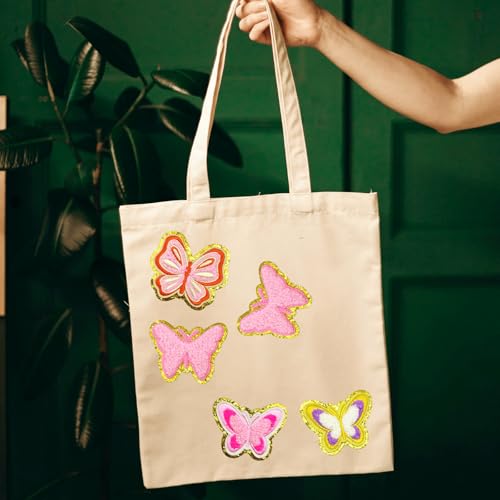 16PCS Butterfly Iron On & Sew On Patches, Chenille Embroidery Appliques - color: 8 Styles