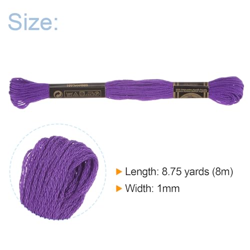 HARFINGTON 12 Skeins Embroidery Floss 8m Each Egyptian Long Fiber Cotton Cross Stitch Thread 26S/2x6 for Embroidery Projects Bracelet, Purple - color: Purple