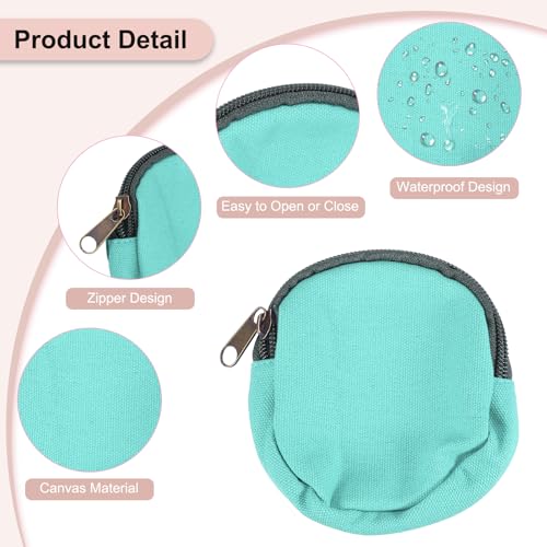 uxcell Mini Canvas Coin Purse Pouch, 3.9" Blank Round Mini Coin Wallet Small Change Purses Portable Organizer Bags with Zipper for Women Men Home DIY, Light Green - color: Light Green