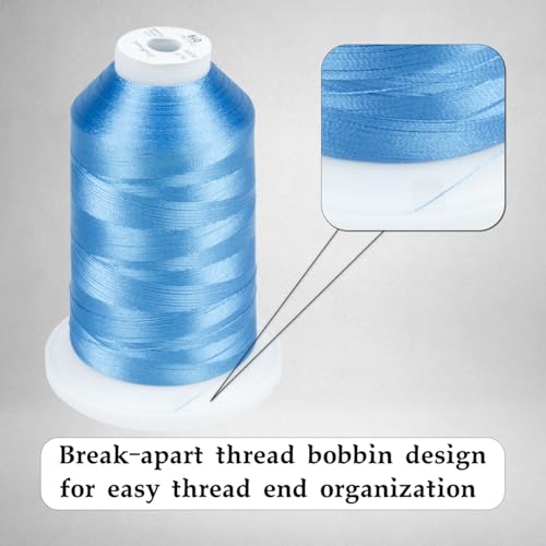 Simthread 5500Yds/5000M 40WT Polyester Embroidery Thread Sky Blue 019 - color: Sky Blue-019