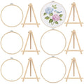 Novabright 12 Pcs Large Bamboo Embroidery Hoops with Triangle Display Stand - size: Large