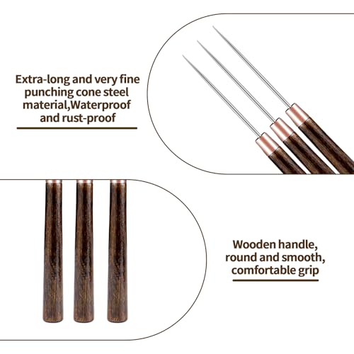 6 PCS Scratch Awl Tool, Awl Tool Sewing with Wooden Handle - Leather Awl Punch Tool for Leather Stitching, Sewing, DIY Craft Repair - color: Wooden Brown