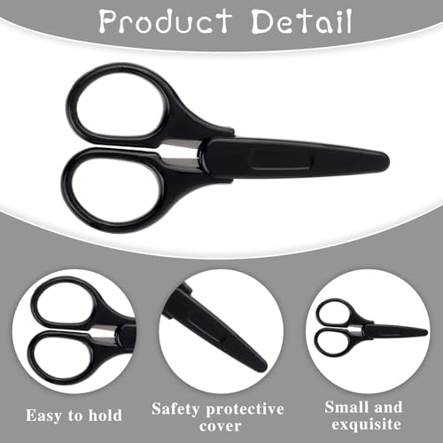 3Pcs Mini Detail CSmall Scissors All Purpose Craft Scissors Stainless Steel Scissors with Protective Cover Precision Straight Fine Tips Design for Paper Cutting,Scrapbooking - color: Black,pink,purple