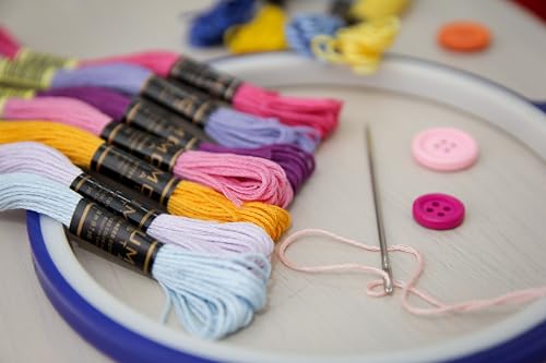 Pack of 12 Popular Colours Premium Embroidery Thread | 100% Egyptian Cotton Premium Skeins | Cross Stitch Embroidery Floss | Oeko TEX Certified| (12, Candy Bloom) - color: Candy Bloom