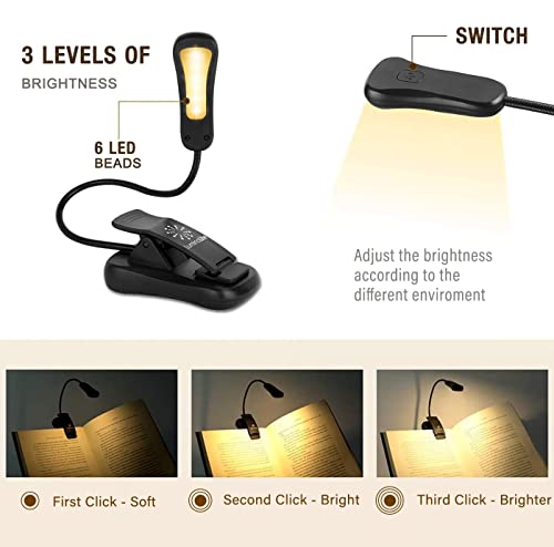 Vekkia 3000K Warm LED Rechargeable Book Light - color: Jet Black
