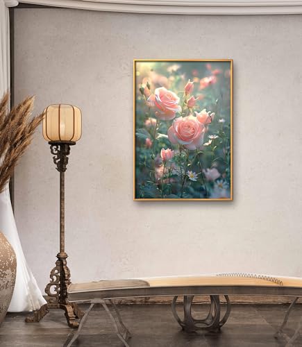 Leczany Cross Stitch Patterns Stamped Kit for Beginners | Embroidery Supplies DIY Craft Kit Needlepoint for Adults Starter | 11CT, 3 Strands | Pink Rose 15.8x22.8 inches - color: 11CT Stamped kits, Pink Rose 15.8x22.8 inches