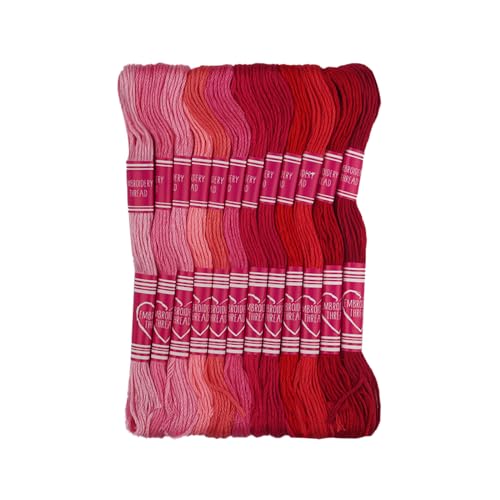Friendship Bracelet String 12 Skeins, Embroidery Floss Cross Stitch Embroidery Thread Floss Bracelet Making Yarn, Craft Floss (Red Series) - color: Red Series