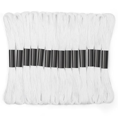 White Embroidery Floss: 14 Skeins Embroidery Thread Cross Stitch Thread - color: White