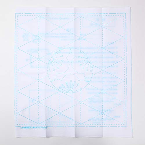 Sashiko kit, Yokota Sashiko Thread and Template Yume Fukin with Original English Manual, Fabric, Japanese Textile (Navy Thread/White Dishcloth 3) - color: Navy Thread / White Dishcloth 3