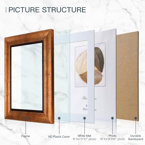 XUANLUO 8x10 Picture Frames Set of 4,Rustic Retro Photo Frame(Gold) - color: Gold-4pcs, size: 8 x 10 inch