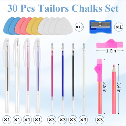 Tailors Chalk Kit with Fabric Markers, Erasable Pens and Fabric Pencils