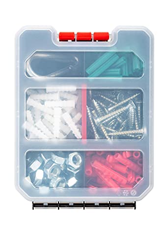 Mini Parts Organizer Box – Small Hardware Storage Case with 6 Compartments & Divider – Compact Nylon Container for Screws, Beads, Tackle, or Travel Toolbox