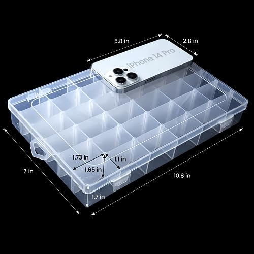 Gospire 2PCS 36 Grids Clear Plastic Jewelry Box Organizer Storage Container - color: Clear-36 Grids*2