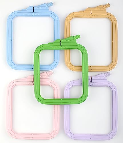 Nurge Square Embroidery Hoop - Plastic Cross Stitch Frame for Needlepoint & Embroidery - Adjustable Craft Hoop - Beige - No:1 (X Small) - color: Beige, size: No:1 (X Small)