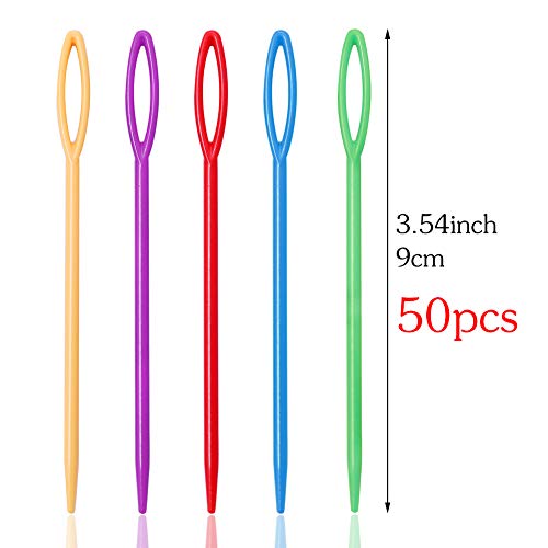 50 Pcs Plastic Sewing Needles, 3.5Inch/9cm Large Eye Plastic Sewing Needles - size: 50 pcs