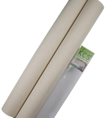 KCS 2 pc of 15" x 18"(38cmx45cm) Counted Cross Stitch Cotton Aida Cloth Needlework Fabric Box (Oatmeal, 14CT) - color: Oatmeal, size: 14CT