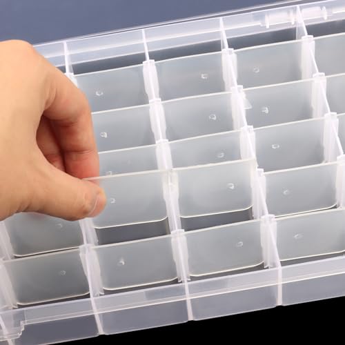 KINJOEK 8 Pack 36 Grids Plastic Bead Organizer Containers Storage, Adjustable Dividers Diamond Jewelry Craft Painting Storage Case, Clear Small Fishing Tackle Box for Sewing Cross Stitch Accessories - color: Clear, size: 36Grid 8PCS
