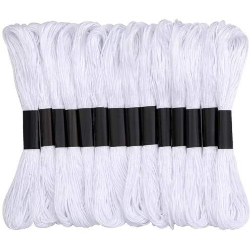 14 Skeins White Embroidery Floss, White Embroidery Thread, Friendship Bracelet String, Cross Stitch for DIY Making, Embroidery Crafts - color: White-1